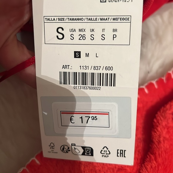 Zara NWT small red one shoulder red RUCHED ASYMMETRIC TOP - Picture 8 of 9